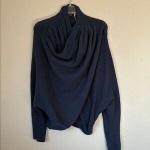 Free People Navy Cowl Neck Sweater
